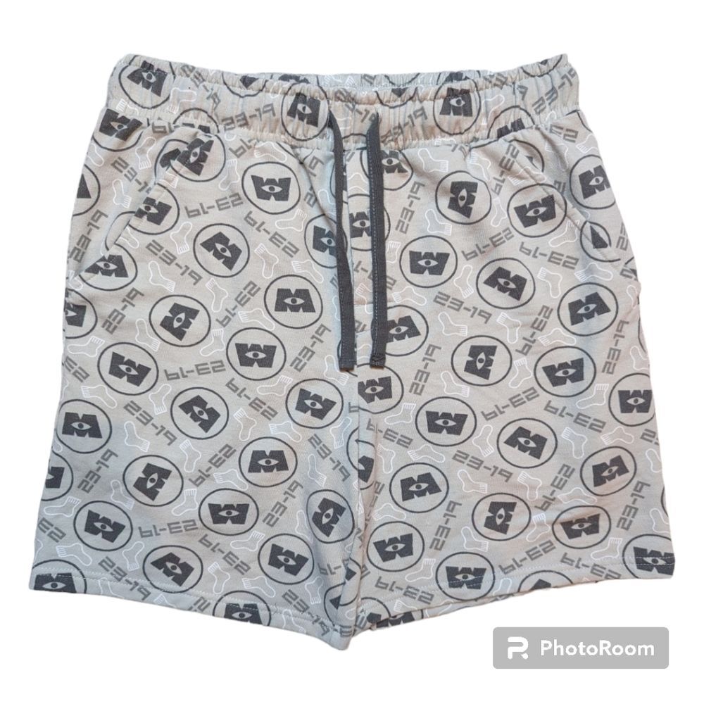 Disney Pixar Monster's Inc. Gray And Black Drawstring Shorts Men's Size S